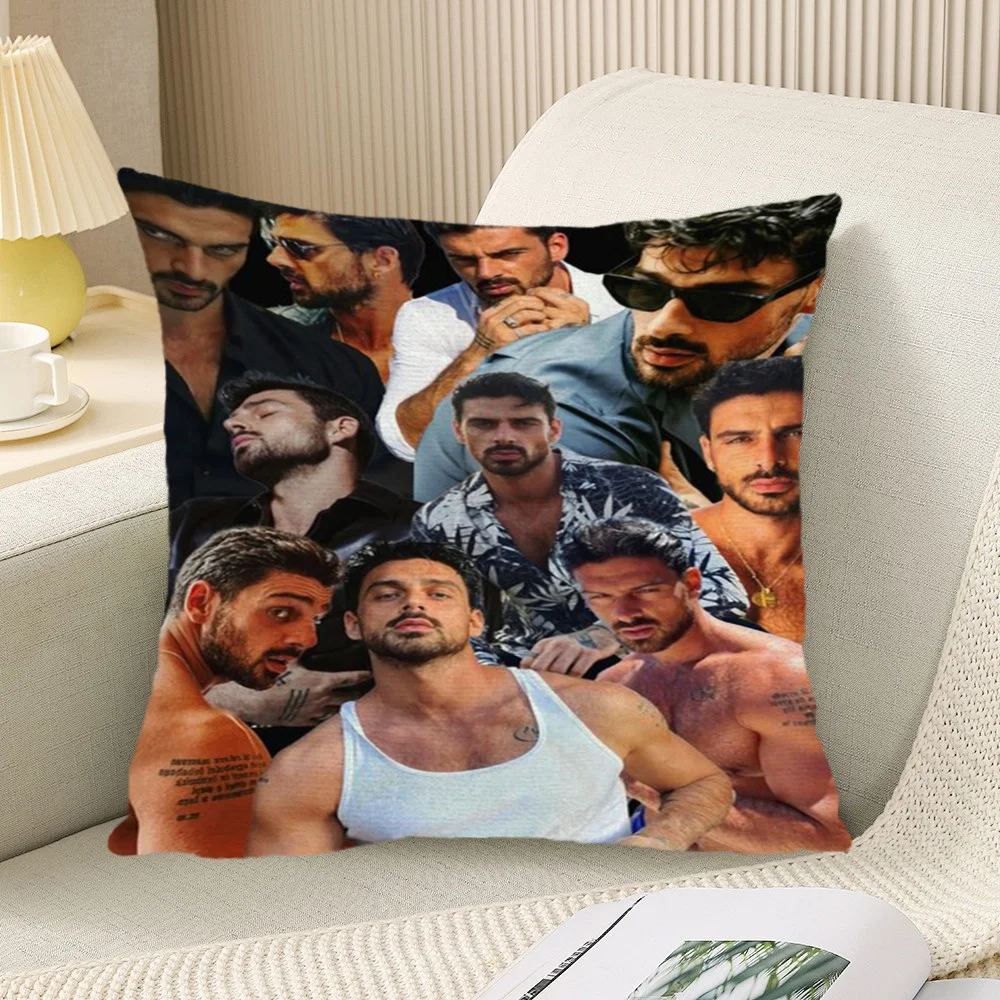 Customize One Decorative Square Throw Pillow Cover Featuring a Print of Michele Morrone, Measuring 18X18 Inches, with Double-Sid