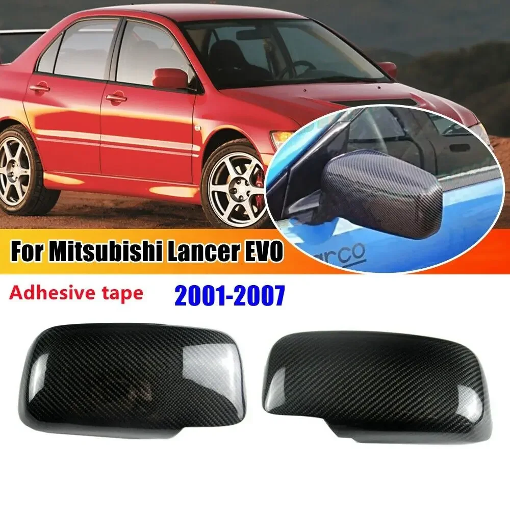 

For Mitsubishi Lancer EVO 2002-2007 Real Carbon Fiber Car Rearview Side Mirror Cover Wing Cap Exterior Door Rear View Case Trim