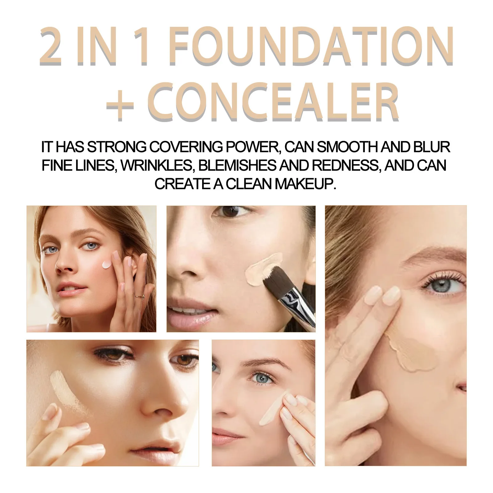 Double Head Concealer Invisible Pore Remove Dark Circles Cover Blemish Fade Chloasma Anti Sweat Long Lasting Makeup Foundation