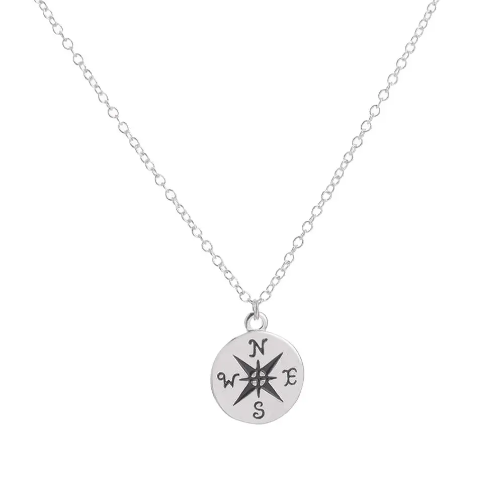 1 pieza de collar con brújula para mujer, colgante sencillo y elegante para clavícula, cadena delicada para el cuello, ideal para uso diario, fiestas, bodas y aniversarios.