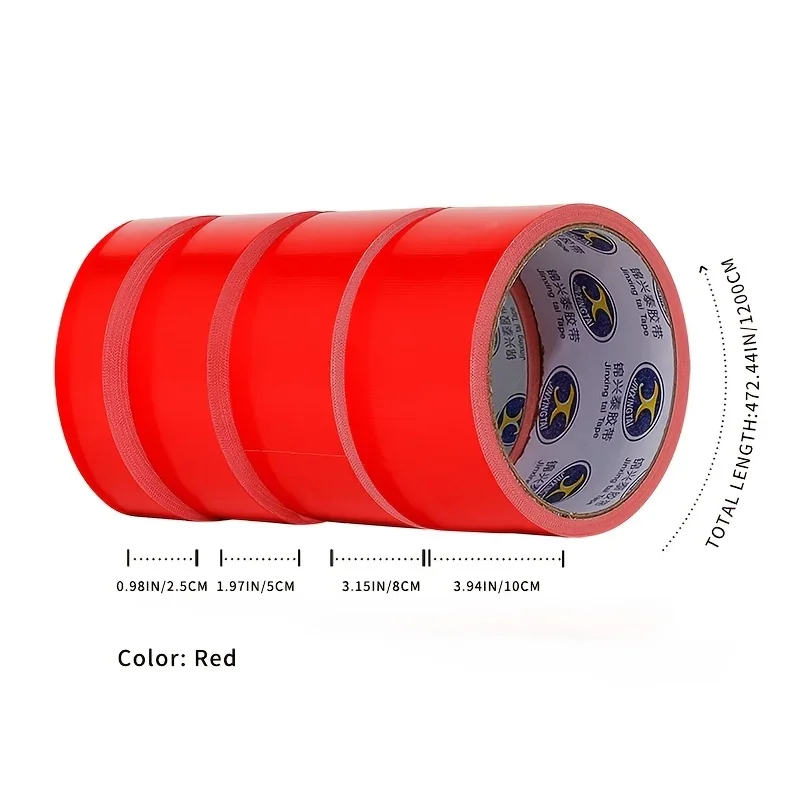 Red Single-Sided Cloth Tape - Strong Durable Adhesive, Easy Tear by Hand, Ideal for Home Repair, Car Wiring & Stage