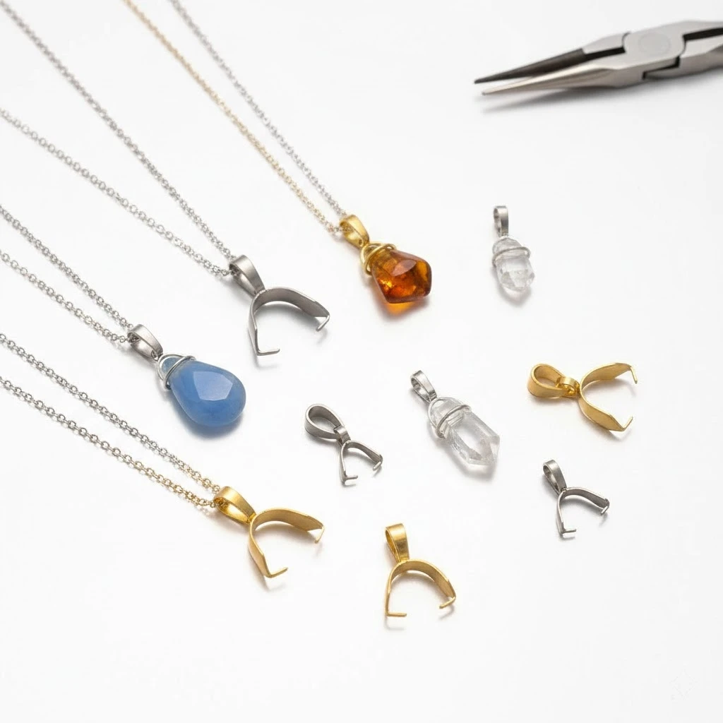 10 Stück Edelstahl-Metall-Clip-Verschluss-Perlenanhänger-Verbinder-Klemmring-Verschluss-Anhängerelemente für Schnallen-Charm-Verbindungen