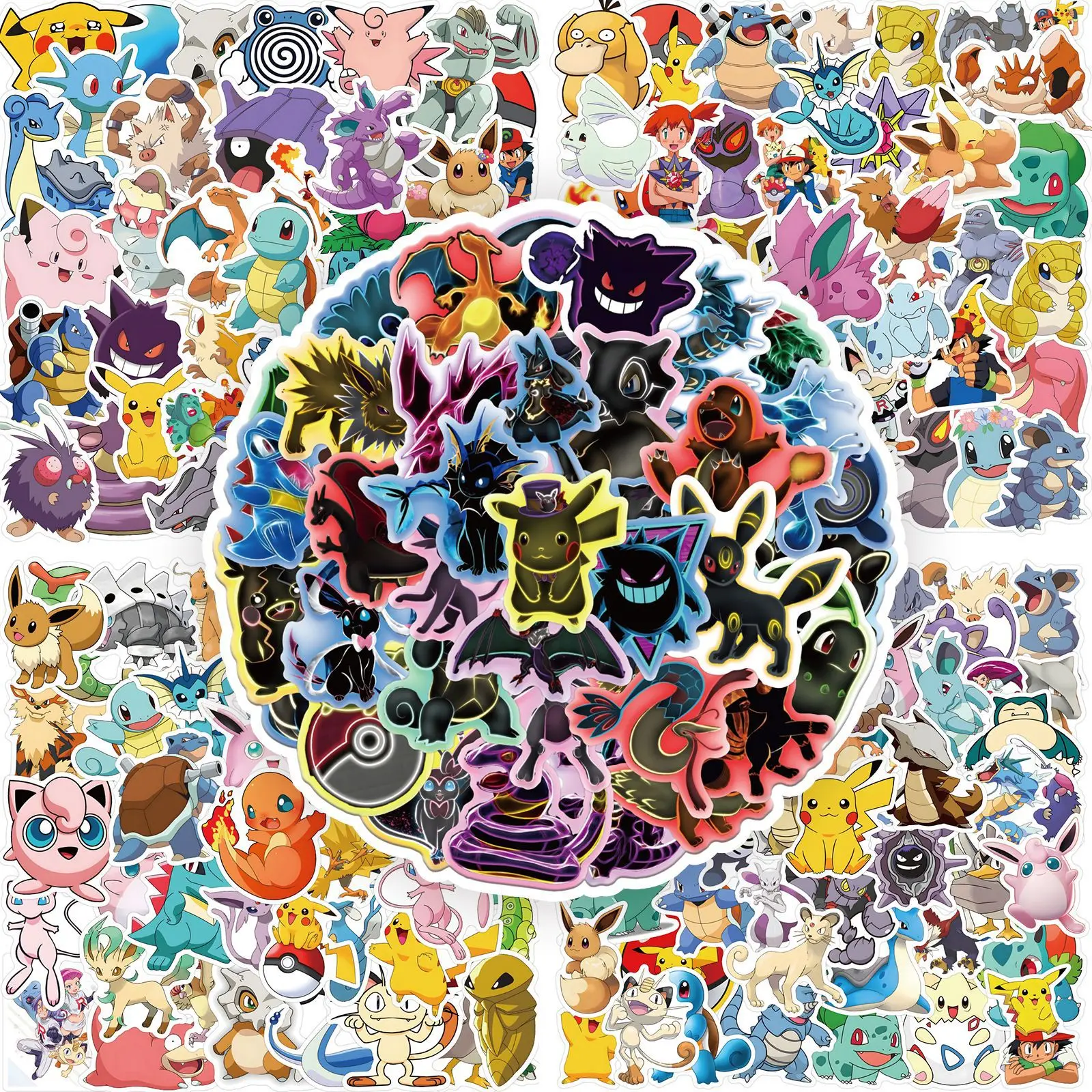 

50/60PCS Cute Pokemon Series Anime Stickers Kawaii Pikachu Skateboard Bicycle Guitar Laptop DIY Helmet Mobile Phone Cup Stickers