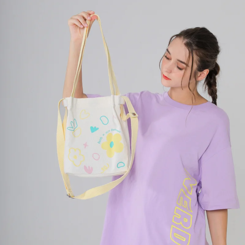 

Boho Floral Canvas Bucket Bag 2025, Spring Summer Crossbody Tote, Lightweight Printed Shoulder Purse