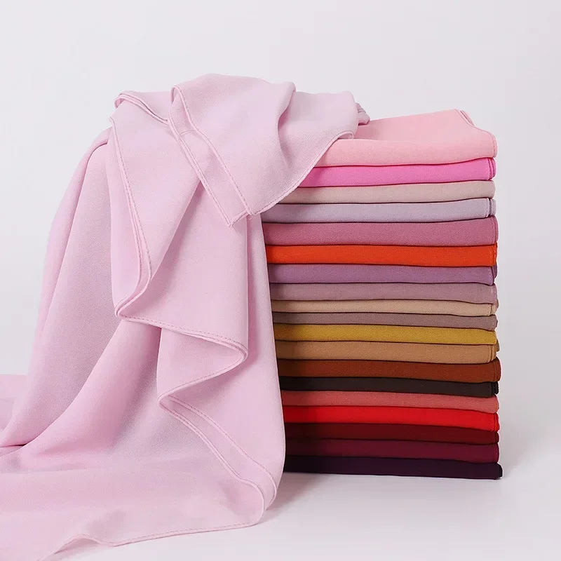 

Wholesale 110 * 110 Large Solid Color Pearl Chiffon Scarves 2022 New