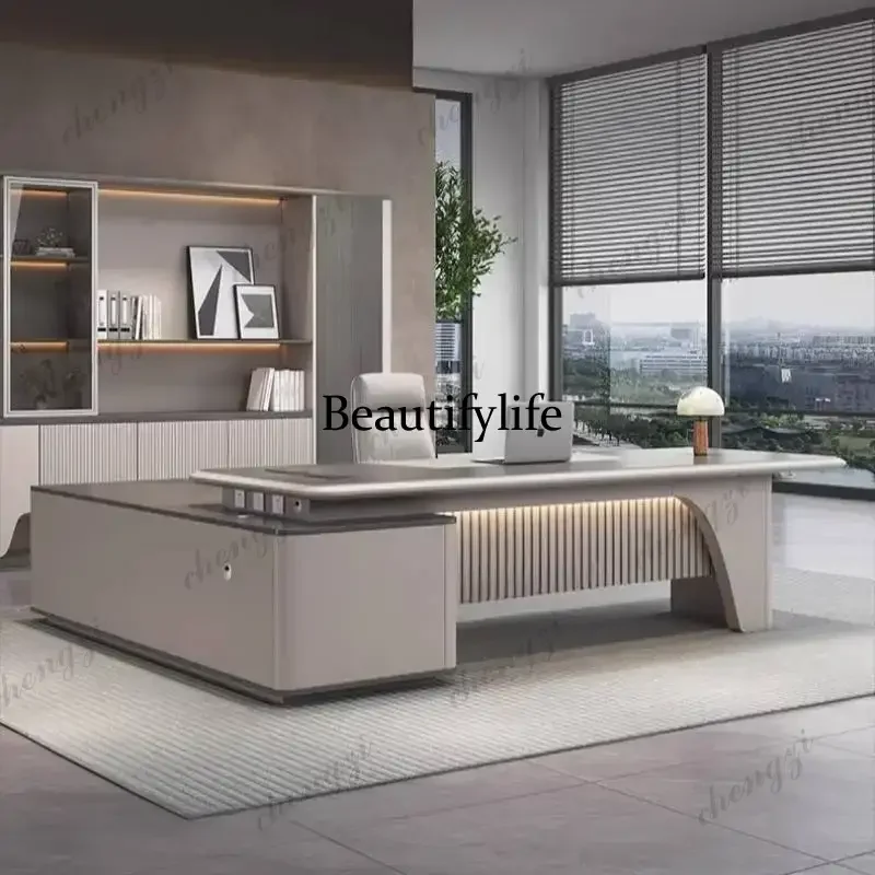 JJ Aesthetic Setup Office Desk Laptop Motivational Craft Table Office Desk Workstation Accessories Schreibtisch Luxury Furniture