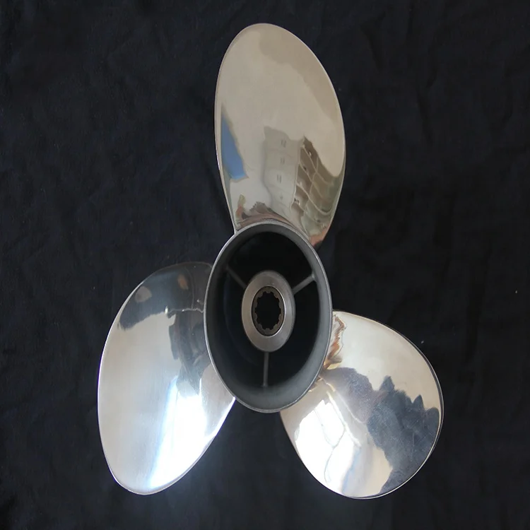 Polished stainless steel three-bladed propeller