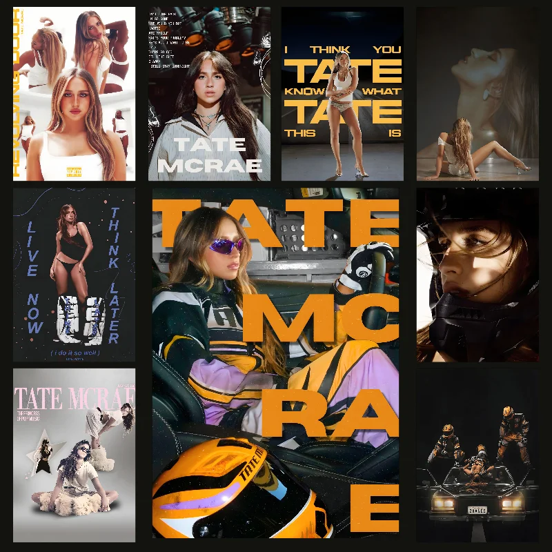 Singer Tate Mcrae  Poster Self-adhesive Art Waterproof Paper Sticker Coffee House Bar Room Wall Decor