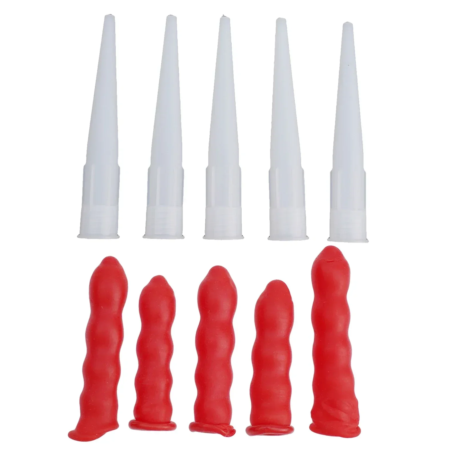 

5 Set Caulking Nozzles Cap Red Caulk Saving Caulk Glue Tip Sealing Cap For Sealing And Preserving Leakproof Sleeve Tool