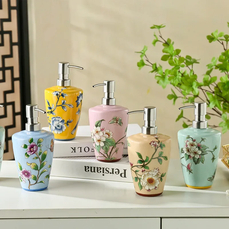 480ml  soap dispenser press bottle with stainless steel pump head suitable for ceramic hand soap body wash and shampoo