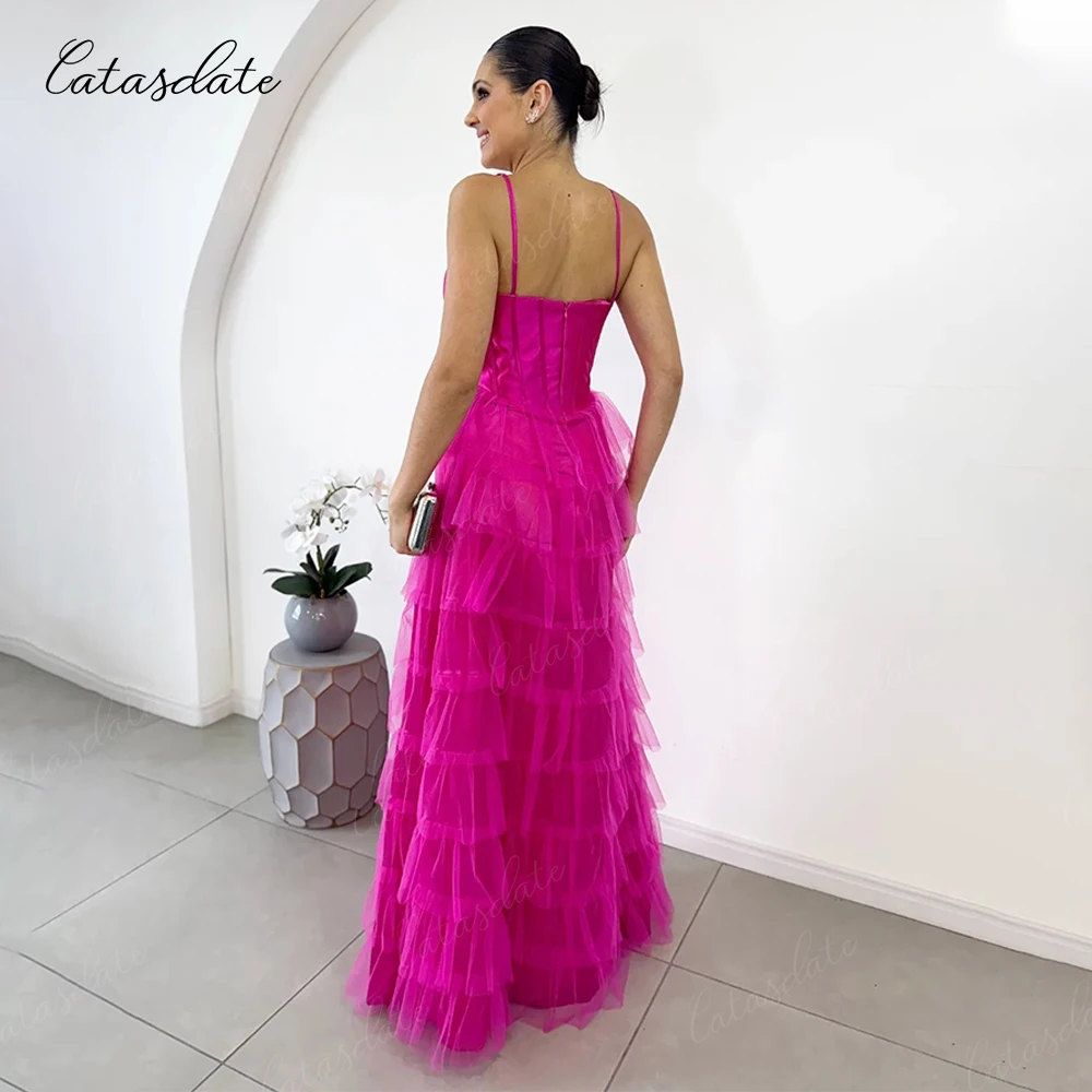 Catasdate multicamadas inchado vestidos de noite espartilho rendas até voltar vestido de ocasião vestidos de fiesta para mulher personalizado