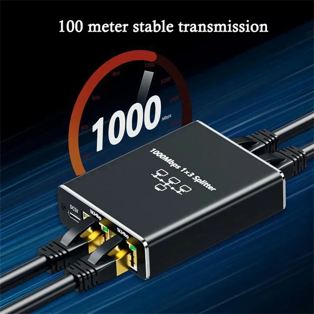 1 in 4 Out 1000Mbps Ethernet Adapter 1 to 2/3/4 RJ45 LAN Internet Splitter Cat 6 RJ45 Gigabit Switch for PC Laptop TV Box Router