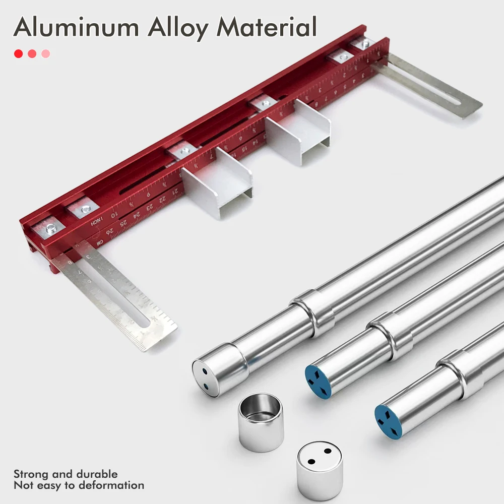 Aluminium Alloy Punching Positioning Ruler for Wardrobe Boom Installation Carpentry Drilling Locator Suspension Rod Install Tool