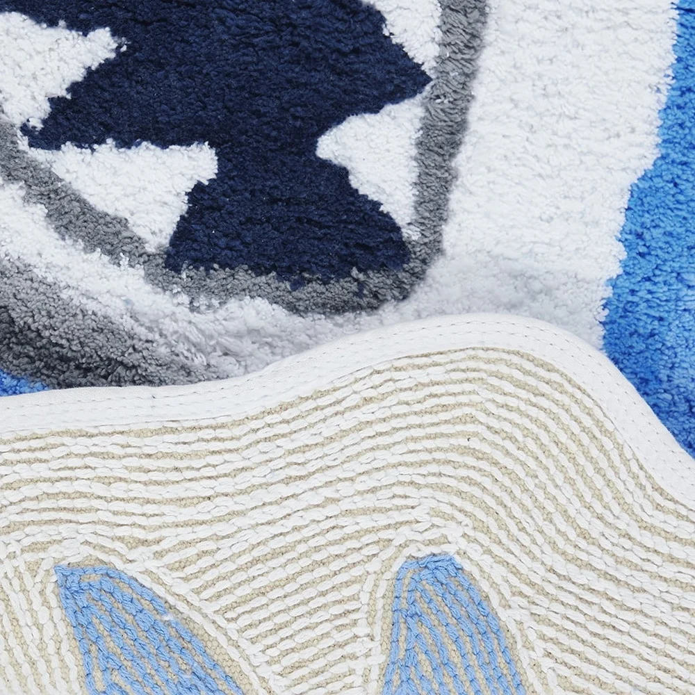 Tapis de bain en forme de requin 19x23 pouces, en coton doux, antidérapant, Ultra absorbant, lavable en Machine, décor océan Durable
