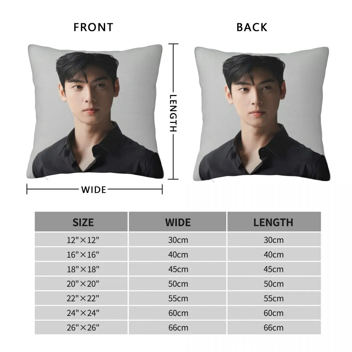 CHA EUNWOO Handsome Photoshoot Square Pillowcase Polyester Linen Velvet Creative Zip Decor Throw Pillow Case Home Cushion Cover