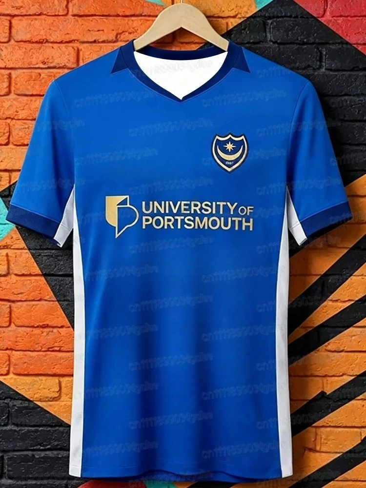Fußballtrikot Portsmouth Saison 26-27 Herren Sommer 3D Sport T-Shirt Training Schnelltrocknendes Sweatshirt Top Familien-Set – Detail 6