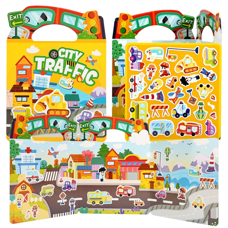 Montessori Quiet Book Naklejki Wielokrotnego Użytku Zabawka Edukacyjna dla Dzieci - Gra Sortująca dla Niemowląt Rozwijająca Umiejętności Logiczne