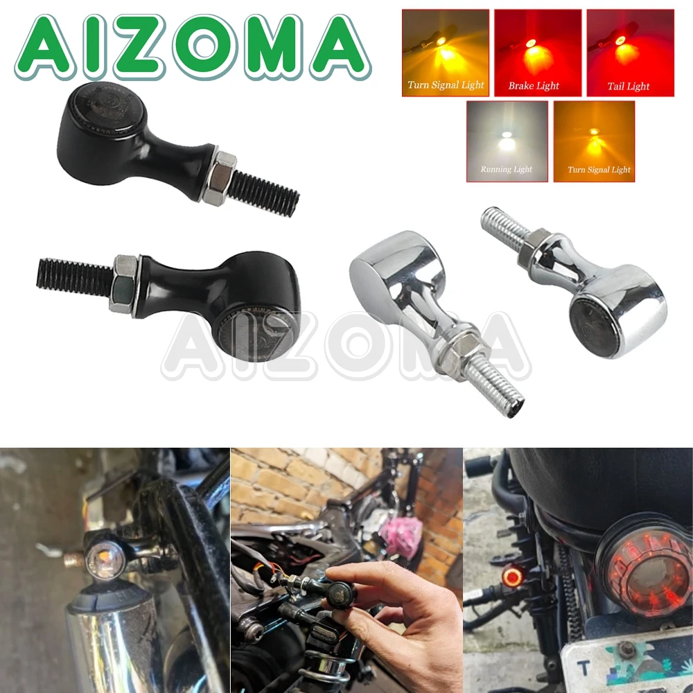 Aluminum E24 Marked 8mm 12V Motorcycle Turn Signal Lights Dynamic Flashing Blinker Turn Signal LED Indicator Rear Stop Tailights