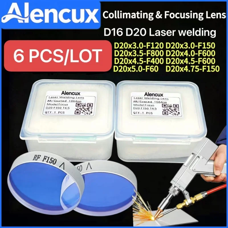 6PCS JGS1 Laser Welding Focus Lens D20 F150 F200 F600 F800 1064nm T3.0&T3.5&T4.5&T4.75&T5.0 For SUP Qilin WSX Laser Welding Lens
