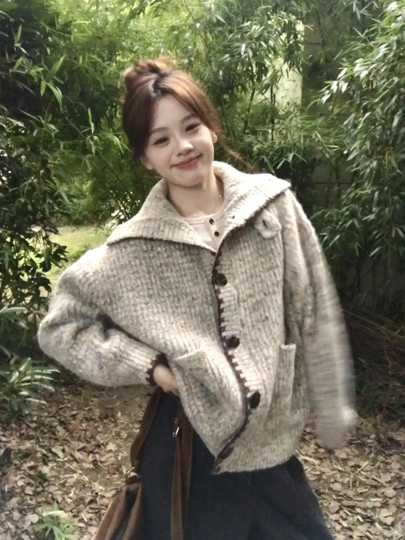

Korean Style Loose Knitted Cardigan Women's Button up Sweater Coat Casual Comfortable Long Sleeve Warmth Fashion Outerwear
