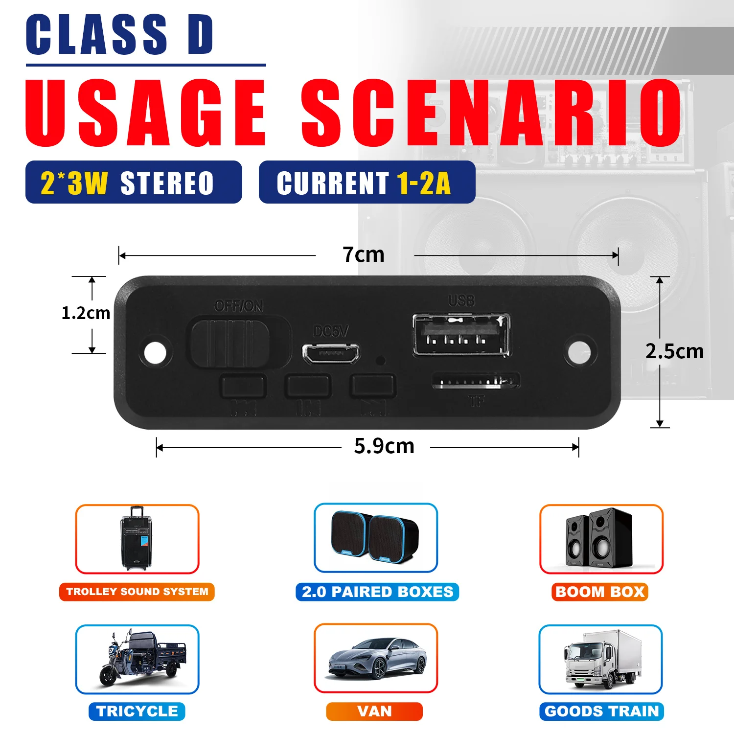 Carte décodeur MP3 pour téléphone, amplificateur 5V, 6W, Microphone 3.5mm, Bluetooth, mains libres, lecteur MP3 de voiture, TF, AUX, USB, enregistrement, radio FM