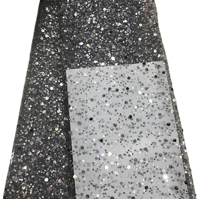 

Luxury 3D Sequined Beaded Mesh Embroidered Lace Fabric Handmade Wedding Dress Diy Accessories Width 130Cm