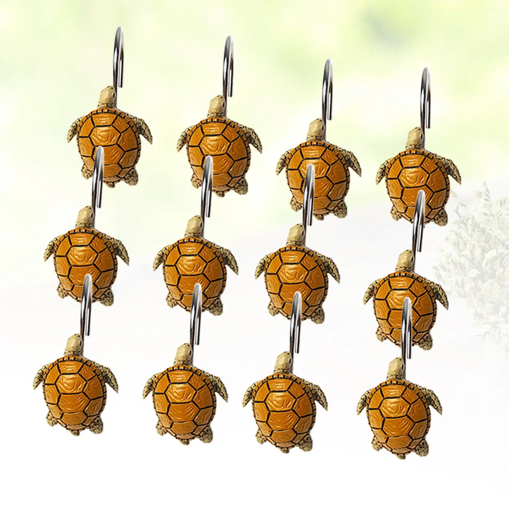 

12Pcs Resin Turtle Shaped Shower Curtain Hooks Heavy Duty Rust Resistant Multifunctional Hooks for Bathroom Kitchen Bedroom