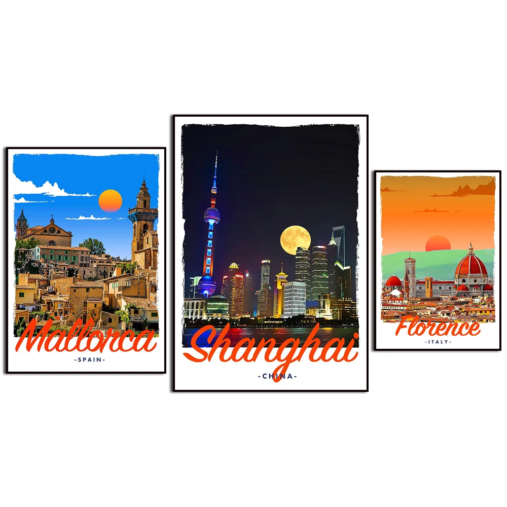 Bordeaux Havana Washington Florence Colombo Agum Bay Mallorca Lepi Sea Lisbon. City Travel Scenery. Home Decor Canvas Painting