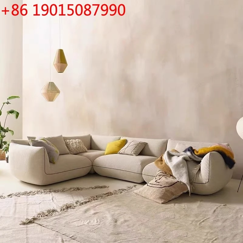 Sofa Nordic middle-aged style upholstered sofa simple ins small apartment Italian minimalist complete set homestay module
