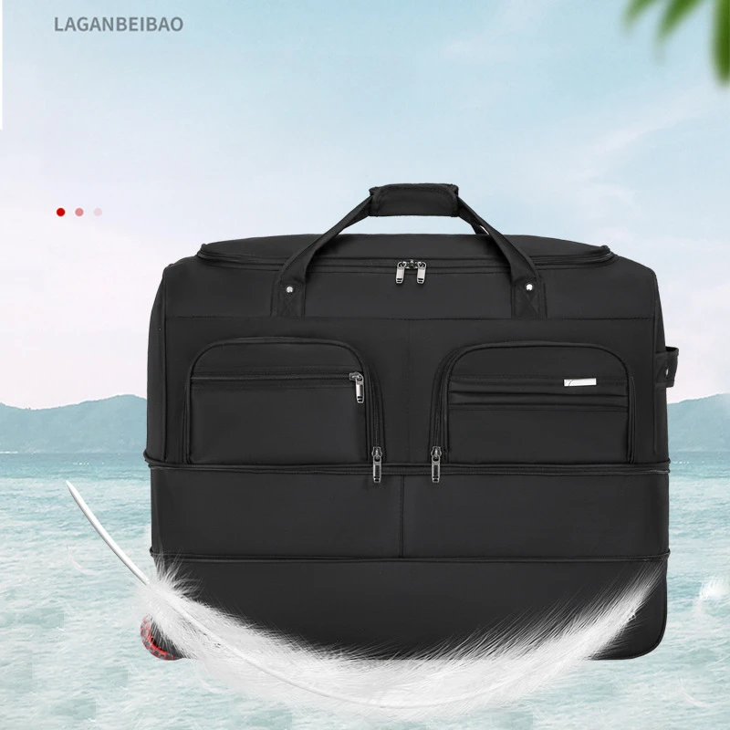 Portable Travel Suitcase Women Rolling Luggage with Wheels Large Capacity Trolley Bag Multi-functional Folding Hand Luggage