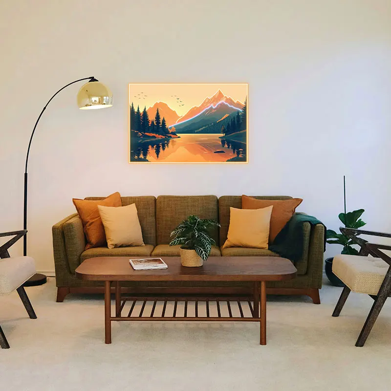 Golden Mountain Sunrise Neon Light - Stunning Nature-Inspired LED Sign, Ideal Wall Decor for Relaxing Ambiance in Any Room