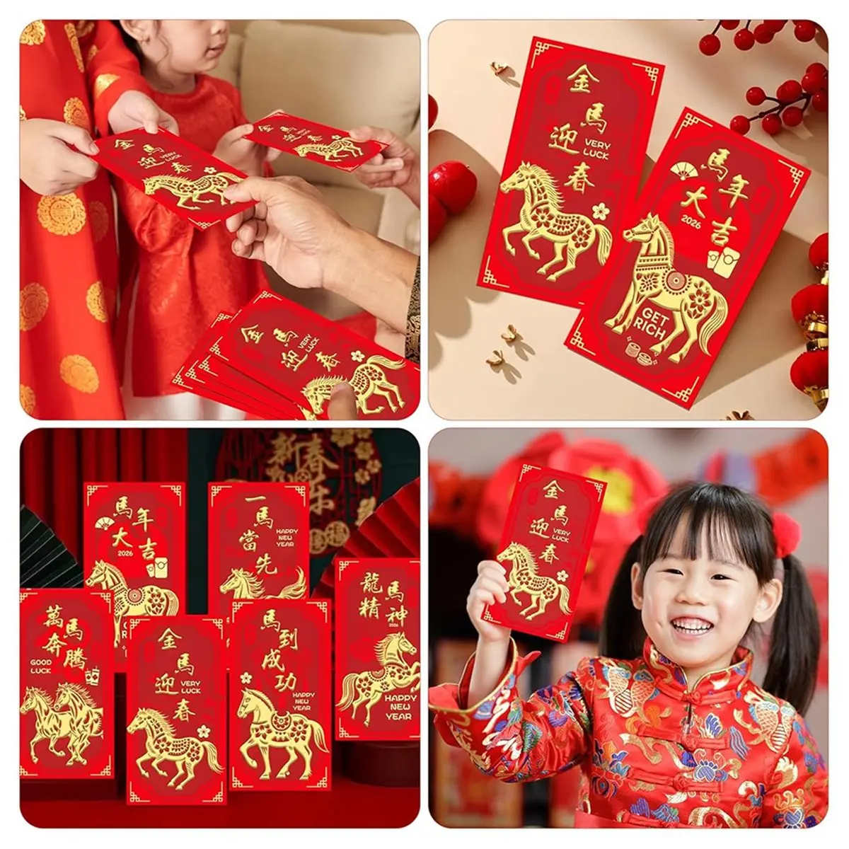 【New User-Coupon!】Chinese New Year Red Envelopes 2026 New Years Eve Party Supplies New Years Decorations Red Envelope Horse,24PC