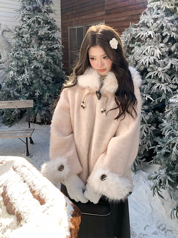 

Original Witch Hat Sle Women's Coat 2025 Winter New Arrival Thiened Wool Blend Cotton Lined Hooded oulder Length Outerwear