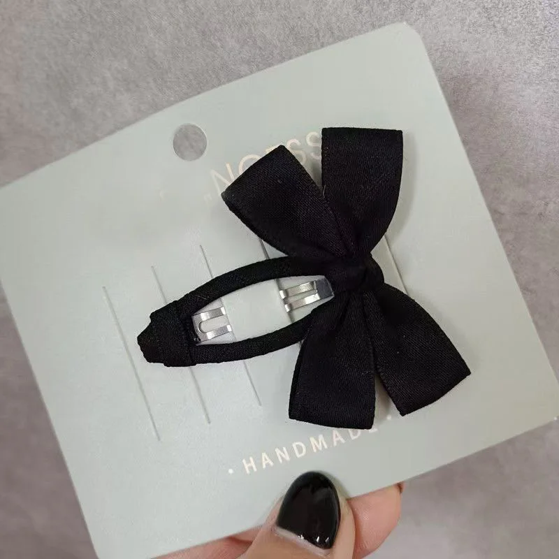 Cotton Ribbon Hairpin 2026 New Children's Sweet and Cute Hairclips Girl's Simple Bow Solid Color Side Bangs Hair Clips