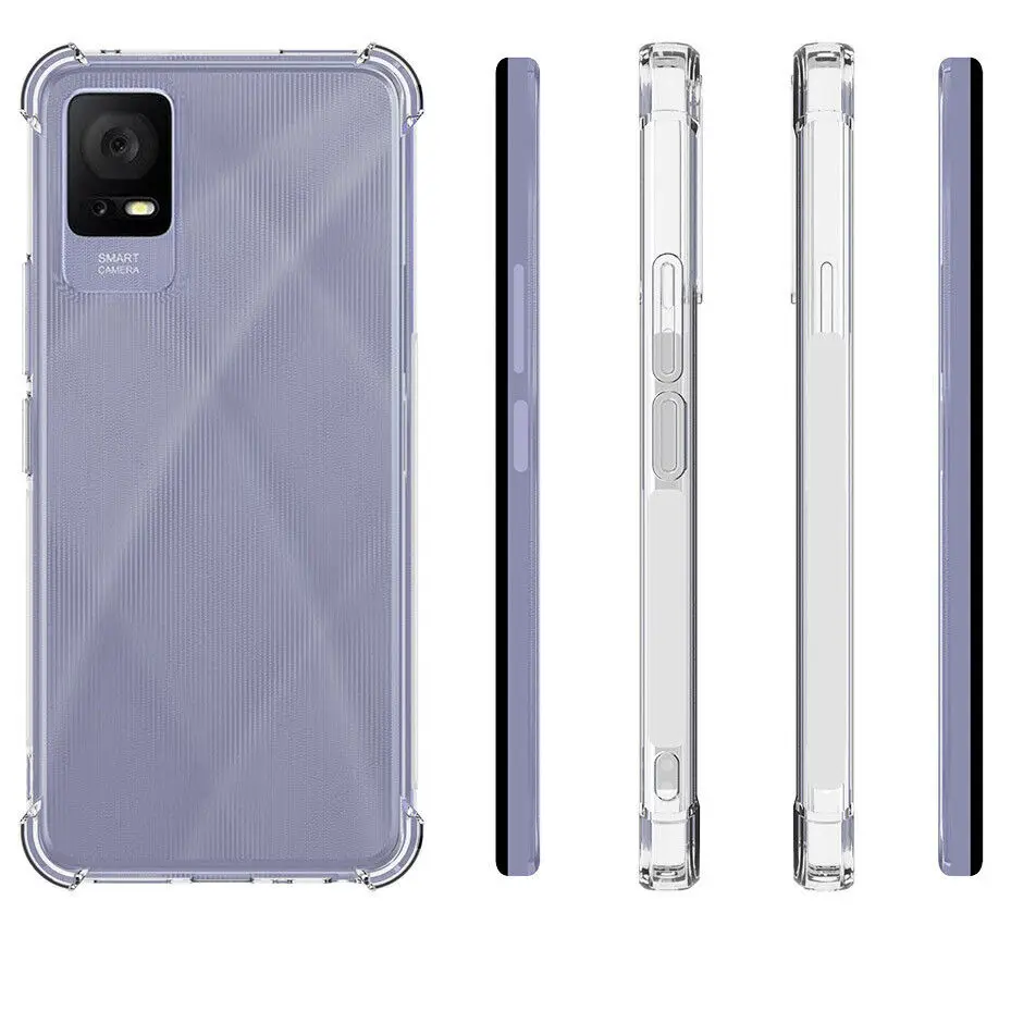 For TCL 403 405 406 408 Shockproof Silicone Rugged TPU Rubber Clear Case CoverSilicone Soft Cover