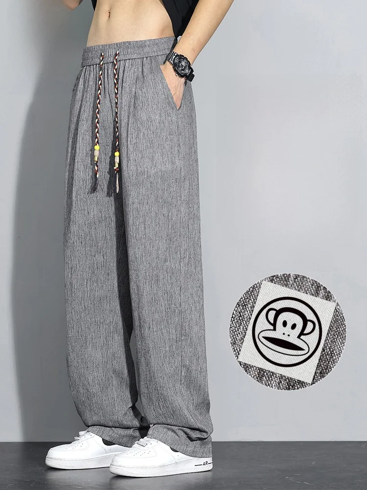 

PaulFrank Linen Breathable Casual Loose Straight Leg Trousers Men's Autumn New Sle Comfortable Long Pants Youth Leisure Fas...