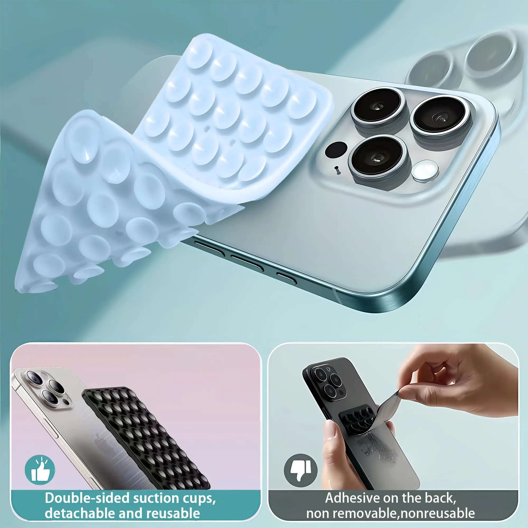 Silicone Suction Cup Phone Holde Multifunctional Fixed Anti-slip Mobile Fixture Double Sided Detachable Phone Rubber Sucker Pad view 3
