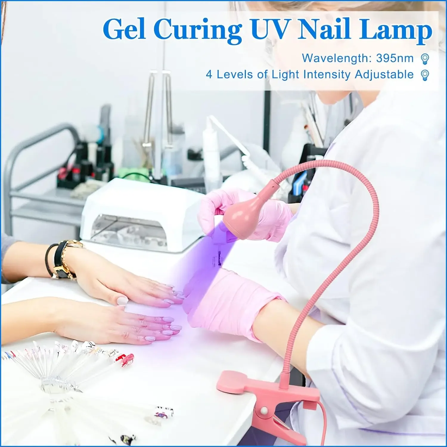 Lâmpada profissional para secador de unhas em gel, luz LED flexível para unhas com pescoço de ganso de 3 W para secagem rápida e cura de esmalte