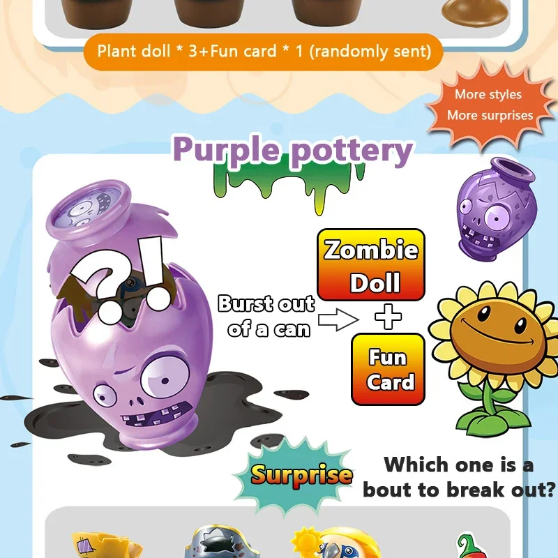 Echte 12-Stil-Pflanzen VS Zombies 2 Überraschungsbox-Glas-Set Spielzeug Peashooter Sonnenblume Pharao Zombie-Spiel Figur Puppe Kinder Geschenke – Detail 6