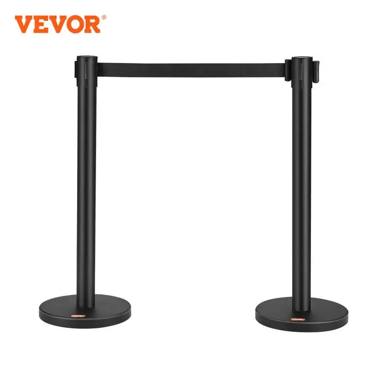 VEVOR Crowd Control Stanchions 2/4/6 Pack Carbon Steel Baking Painted Stanchion Queue Post with Retractable Belt for Exhibition