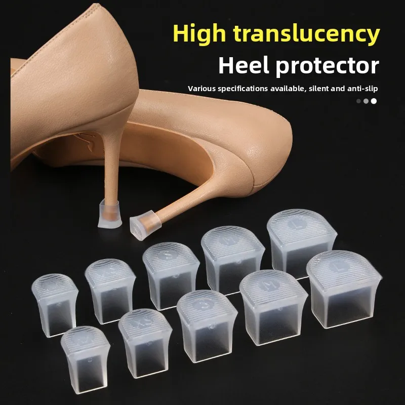 High Heel Noise Reduction Tips Anti Slip Replacement Heel Caps Quiet Protectors for Stiletto Thick Heels