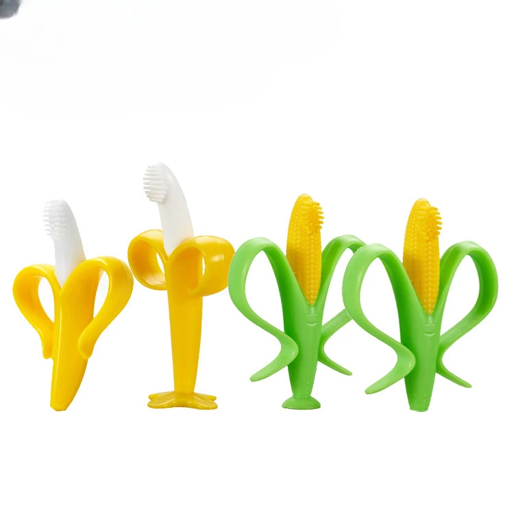 

For Babies Baby Silicone Training Toothbrush BPA Free Banana Shape Baby Care Utensils Silicone Teether Baby Chewing