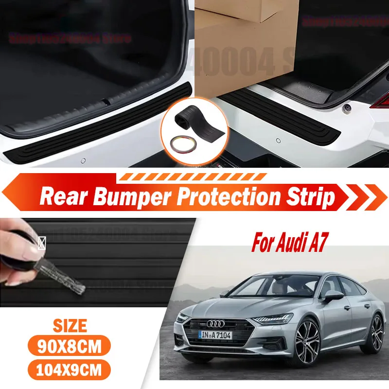 For Audi A7 Rear Bumper Rubber Protector Decorative Cover Sticker Car Trunk Sill Anti-Scratch Guard Strip