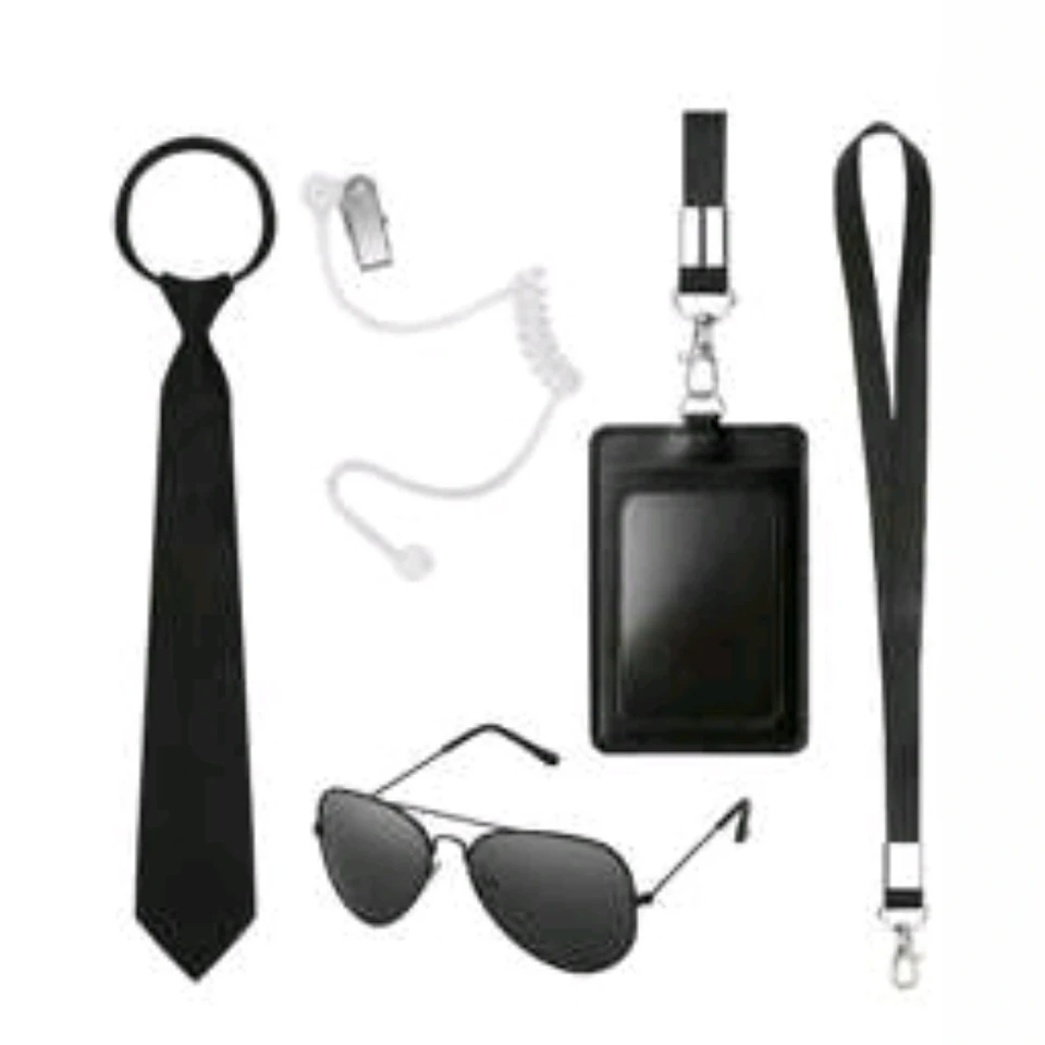 Role Playing Secret Agent Clothing Dress Up SECURITY Baseball Cap Black Sunglasses Working Certificate Earplug Set