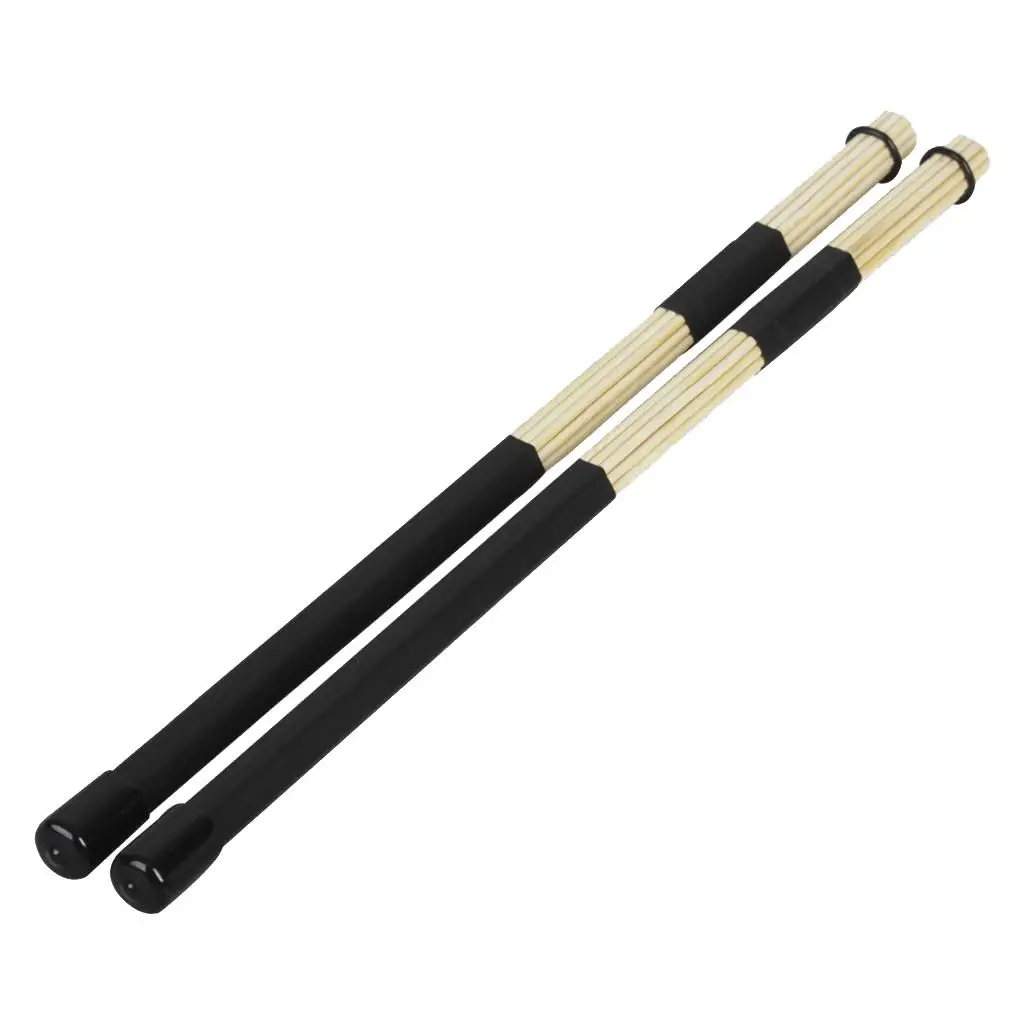 2pcs Jazz Drum Rod Brushes Mallets Black for Kids Adults Beginners Students Drummer