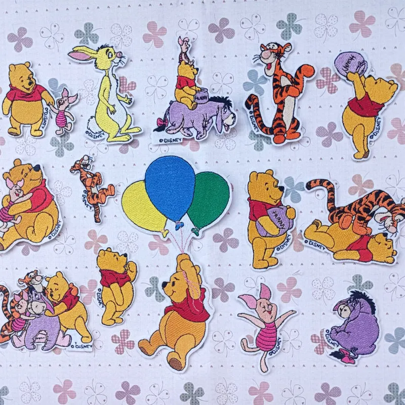 Disney Iron On Patches For Clothes Kawaii Embroidery Patch For Cothes Winnie The Pooh Appliques For Clothing Cute Velcro Patch