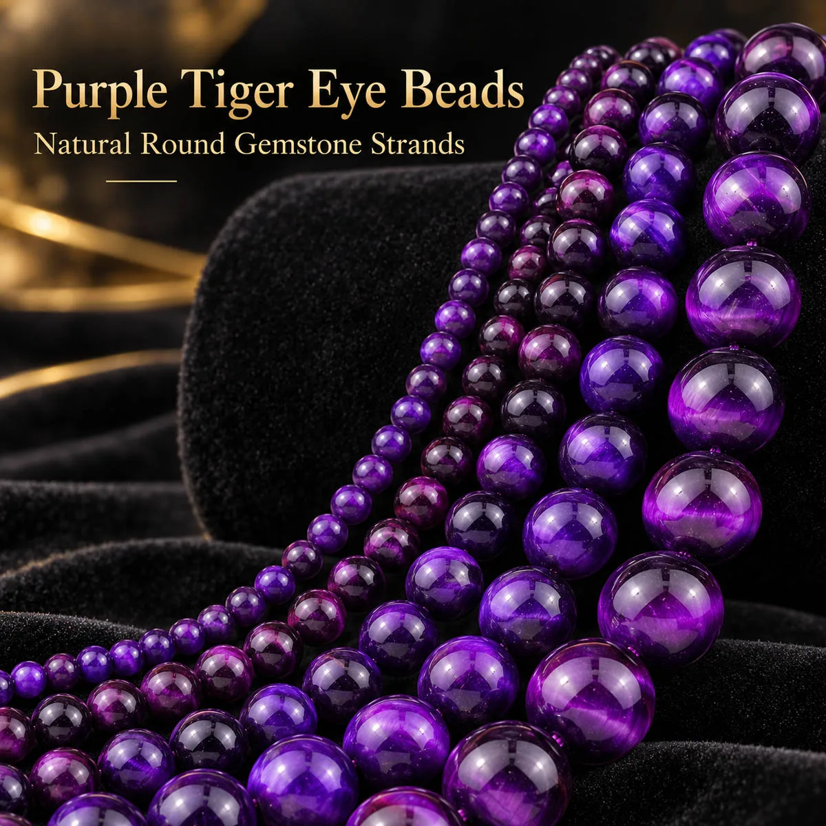 4-12mm 16pcs Stones Half Strand Purple Tigers Eye  Spacer Loose Beads For Jewelry Bracelets Necklace Making DIY Accessories