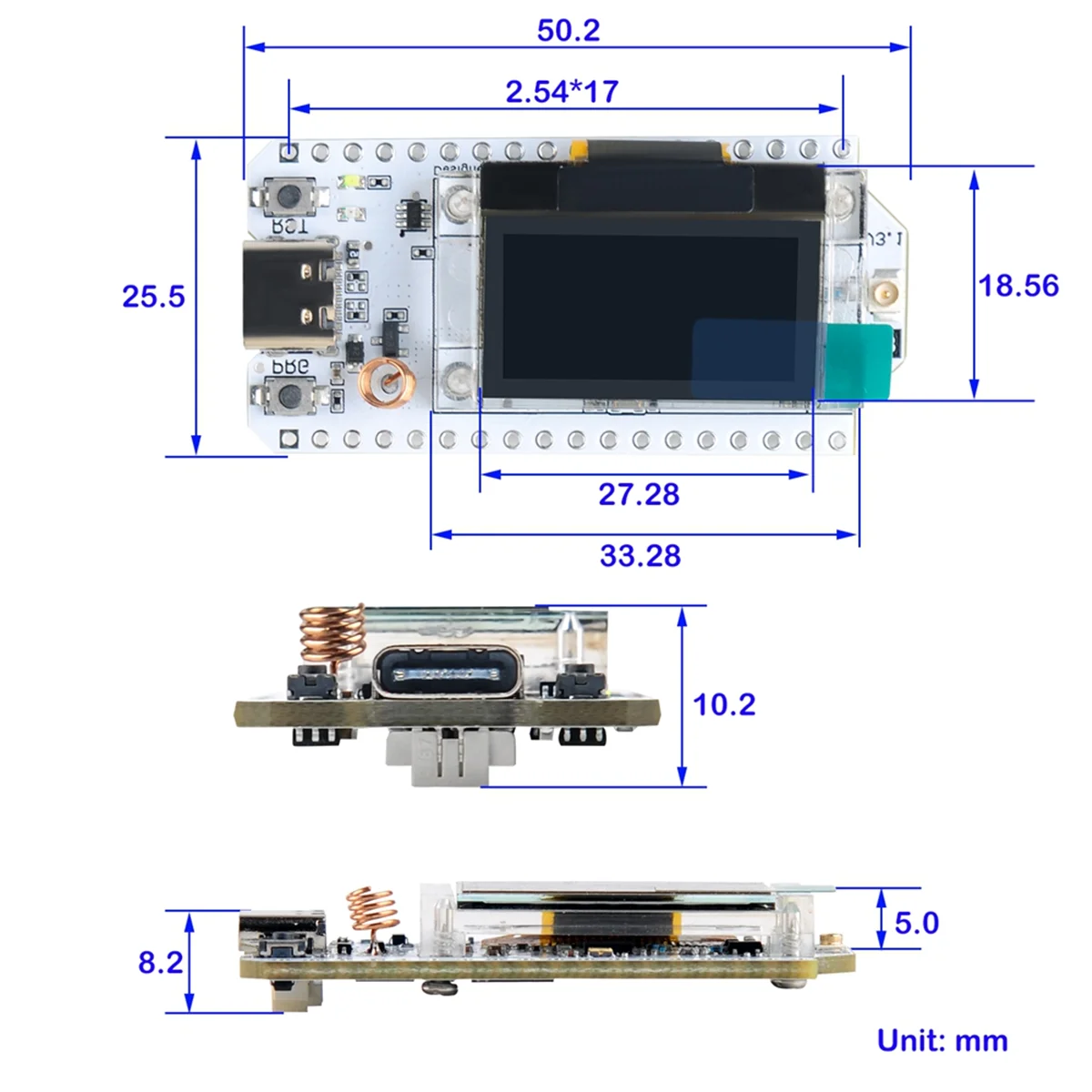 

Новая 2-комплектная макетная плата LoRa LoRa32 V3 Kit ESP32 S3 WiFi + BT Модуль SX1262 OLED-дисплей для местластичного LoRaWAN