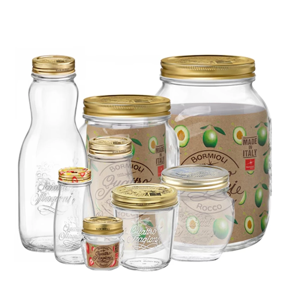 Bormioli Quattroza Glasflasche, luftdichter Behälter, Gewürzglas, 5 Typen