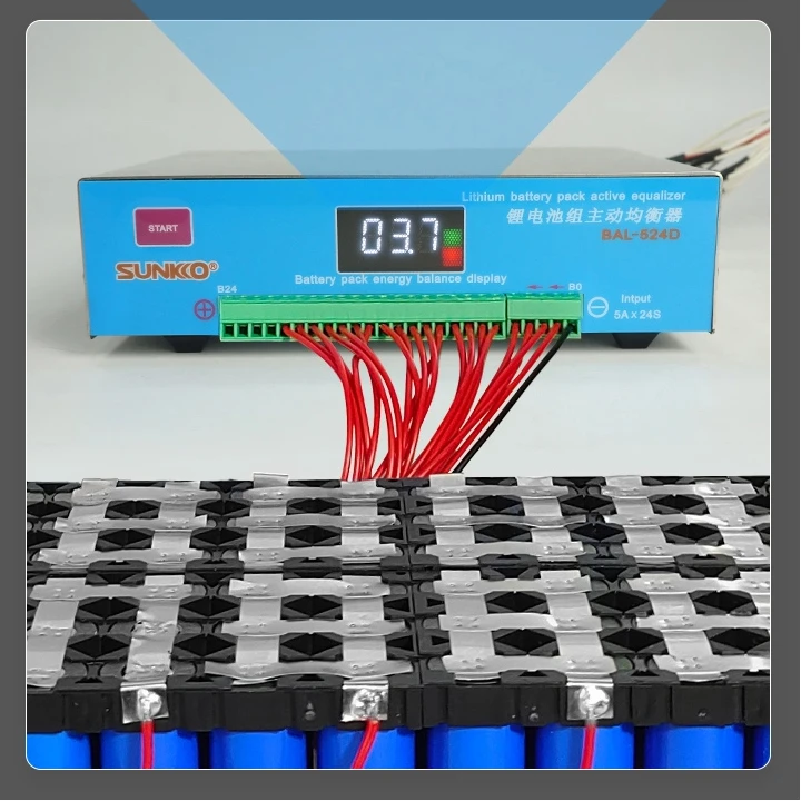 

SUNKKO 524D 5A Active Battery Equalizer Balancer for 4S-24S LiFePO4/Li-ion Battery Pack with Smart Energy Transfer Technology